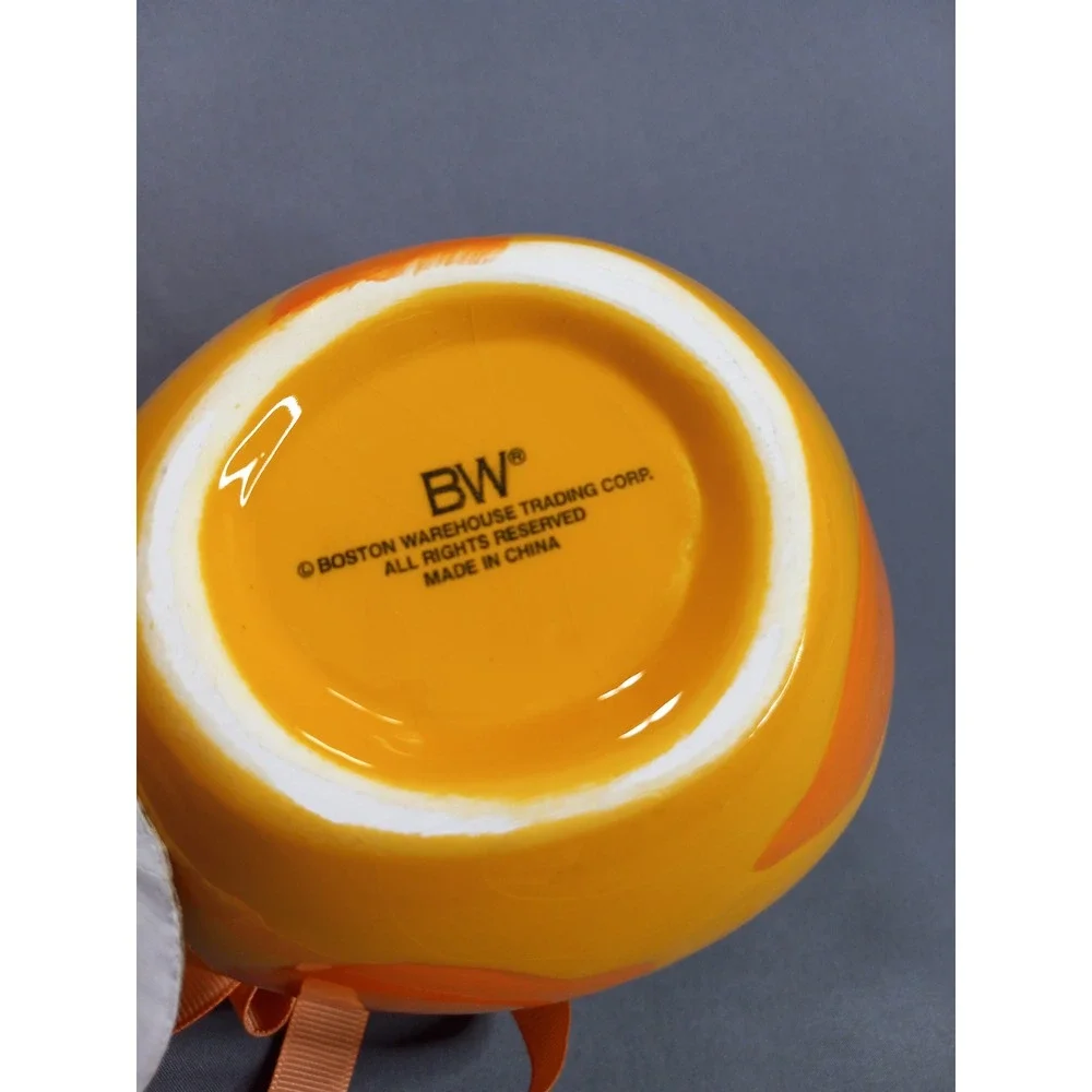 Boston Warehouse Frisky Business Cat Measuring Cups Set of 4 Ceramic Orange Grey